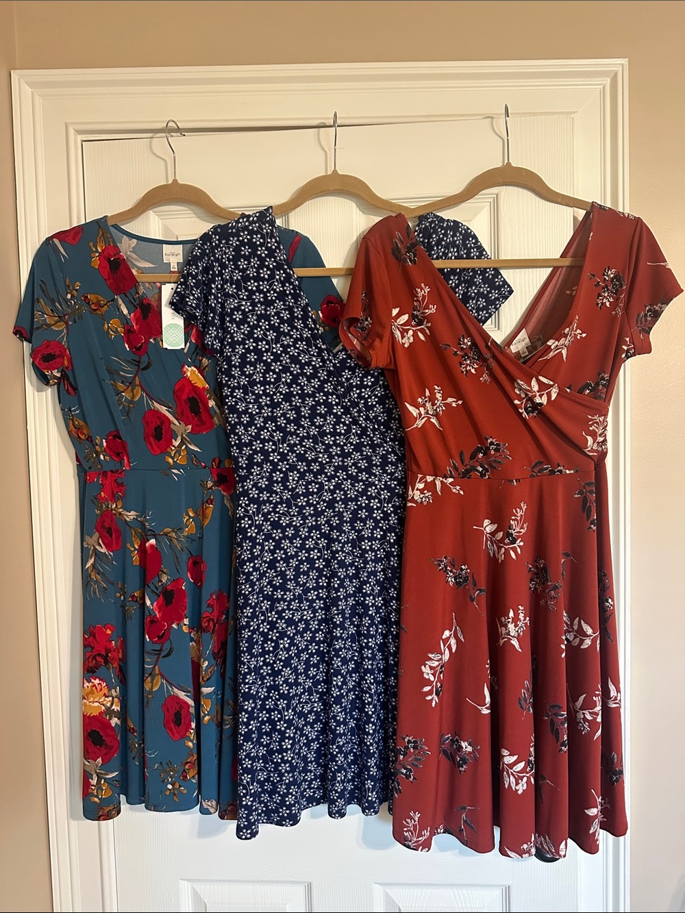 Kaileigh Teal, Navy & Rust Floral Dress Trio